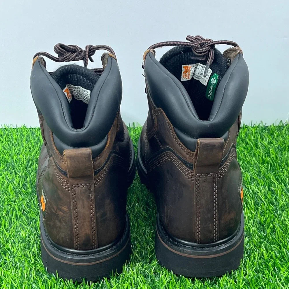 Timberland‎ PRO Mens Brown Leather Steel Toe Work Boots Size 12